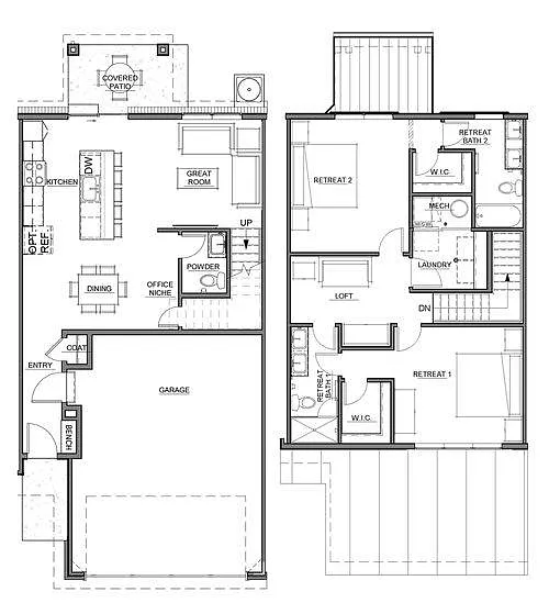 Floor plan 2 Bedroom Townhome + Loft