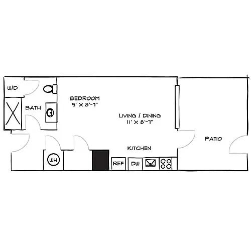 Floor plan Design EB Jr. 1-Bed