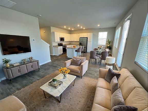 Virtually staged Living/dining area