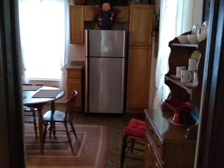 View from living room into kitchen.