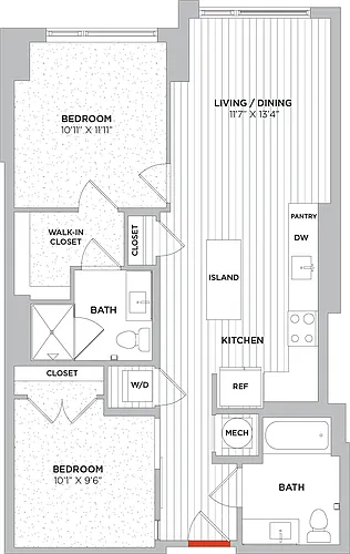 Floor plan 2 Bed/2 Bath-C01 West