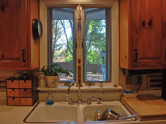 Kitchen looking at back yard