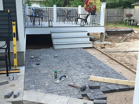 Pavers in progress, complete
