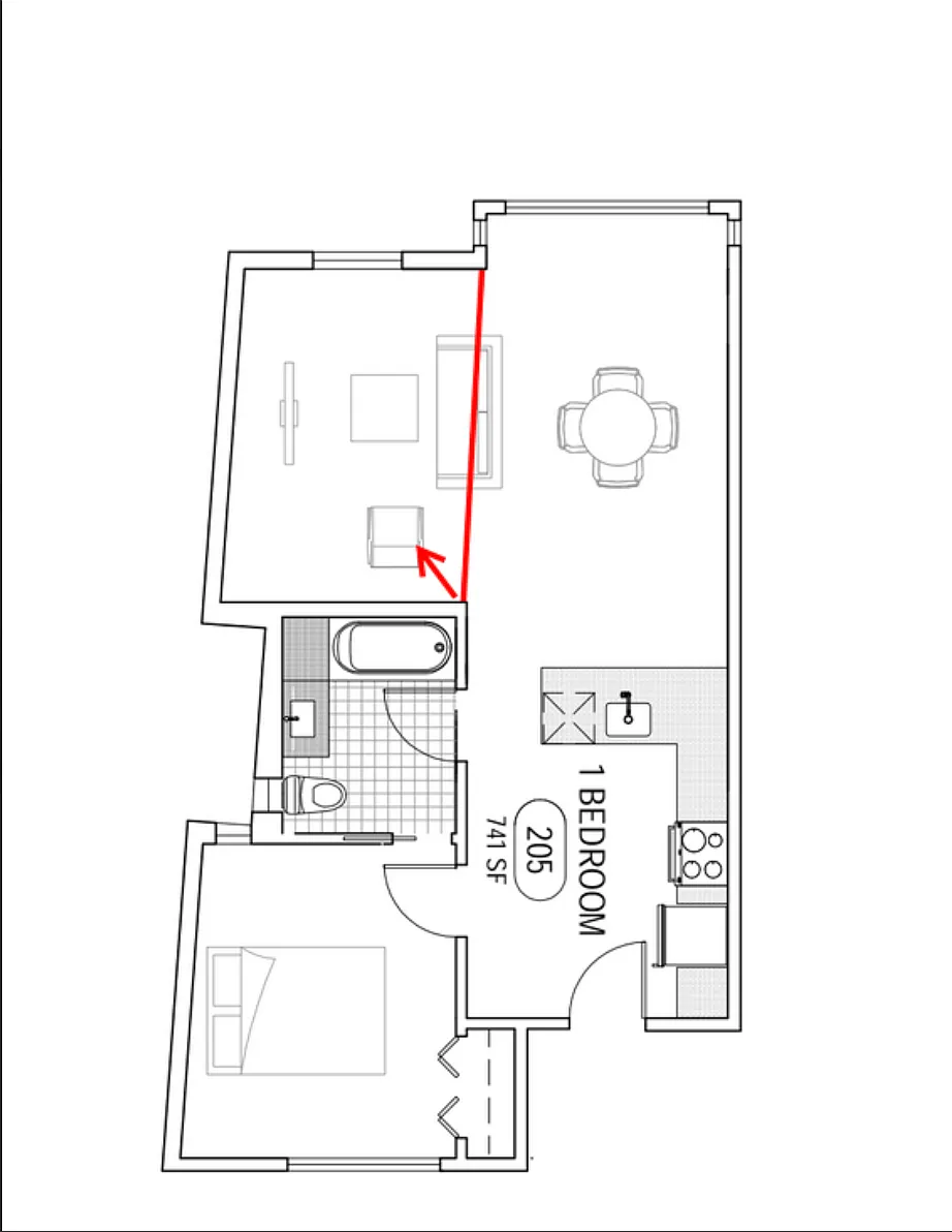 Floor plan 2 Bed 1 Bath