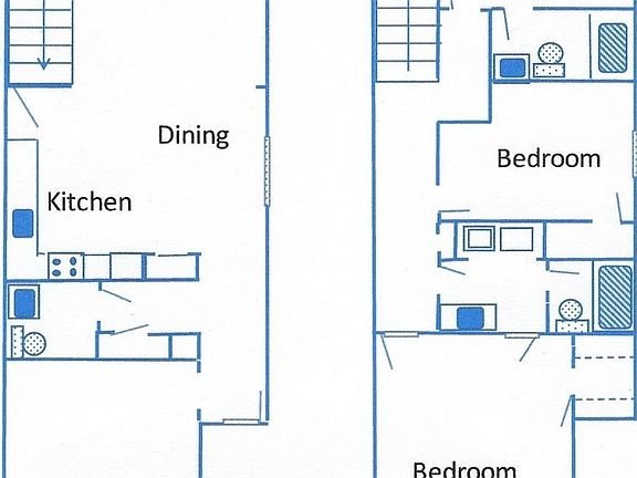 Perspective on main and upper level layout