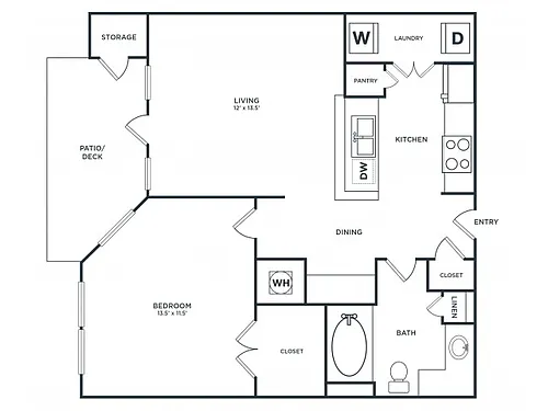 Floor plan A1 (725 SF)