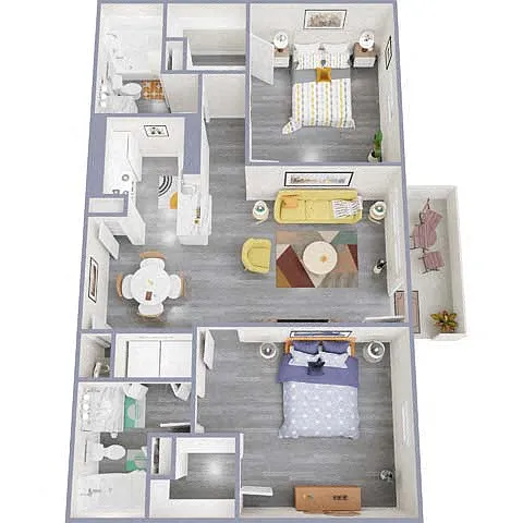Floor plan 2 Bedroom x 2 Bath E