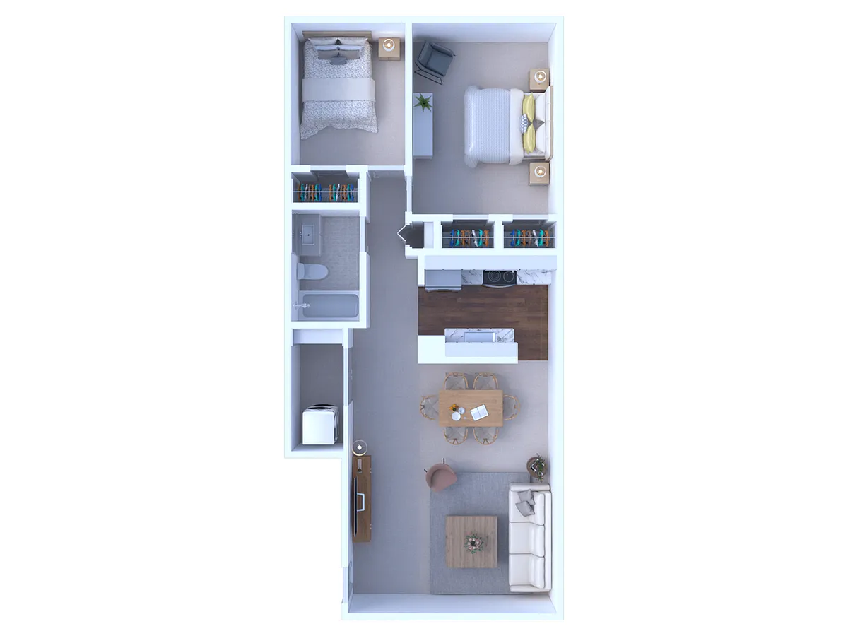 Floor plan 2 Bedroom/1 Bathroom