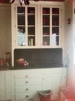 Glass door hutch with slate counter