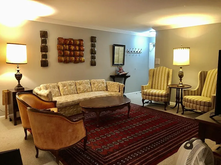 Living room with 80" Smart TV