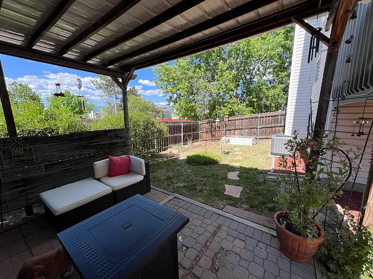 Patio area in backyard