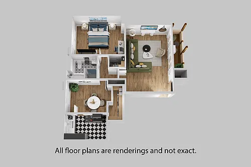 Floor plan 1 bedroom + 1 bath