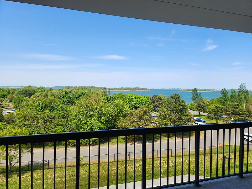 Balcony with view of Hingham Harbor and Webb Park.
