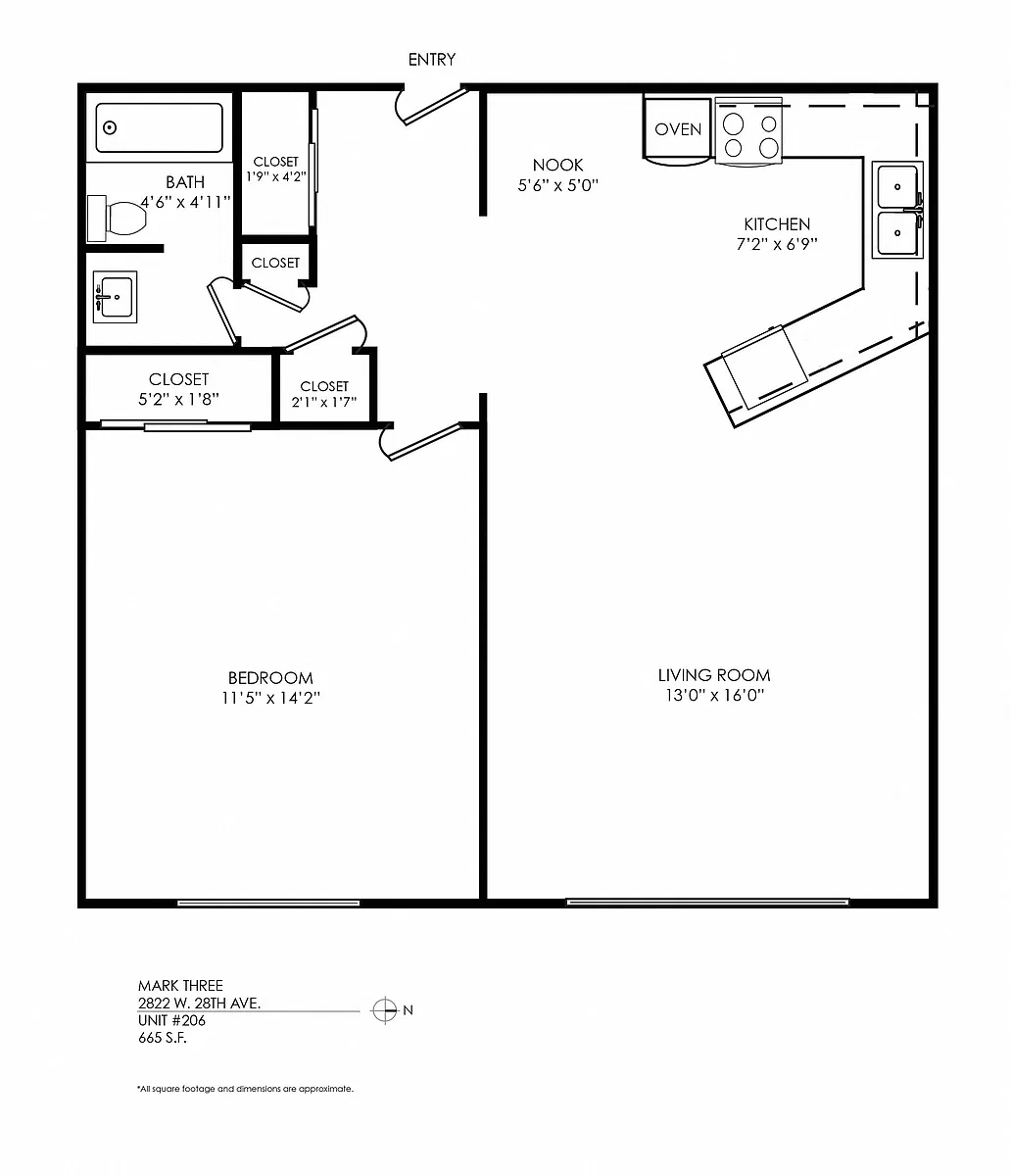 Floor plan 1 Bedroom x 1 Bath
