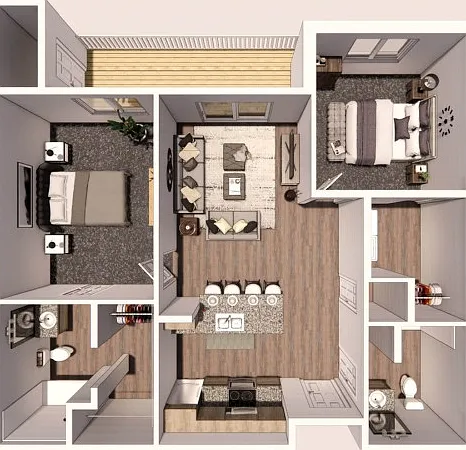 2 Bedroom C 3D Floor Plan 2 Bedroom C 3D Floor Plan