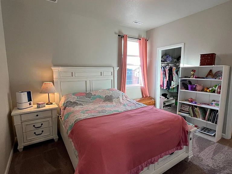 Bedroom #3 featuring a walk in closet and mountain views from the window