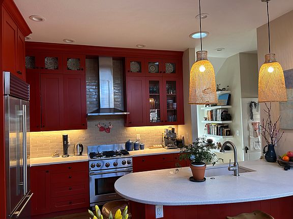 Kitchen, taken from family room. (The oven pictured has now been replaced by an induction Wolf stove.