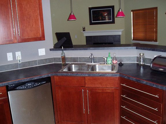 Kitchen overlooking living room