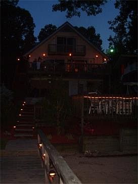 View from lake at night