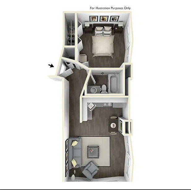 Floor plan 1 Bed 1 Bath Corner