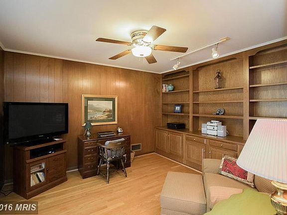 Office with built-in shelves
