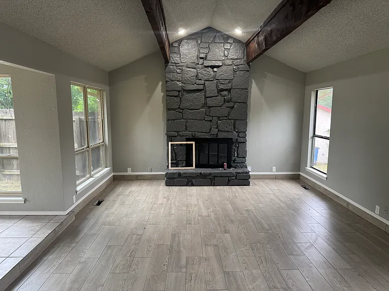 Living room with new wood pattern tile