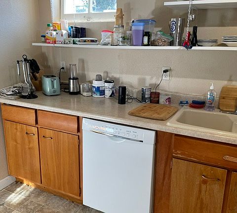 Kitchen with double sink and dishwasher