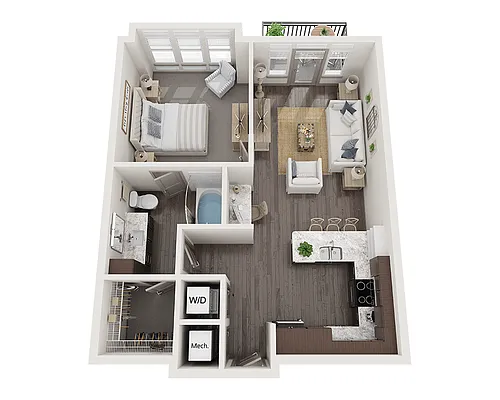 Floor plan One Bedroom A1P