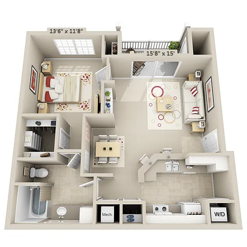 Floor plan 1 Bed 1 Bath
