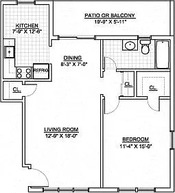 Floor plan Dorchester Arms- 1 Bed 1 Bath