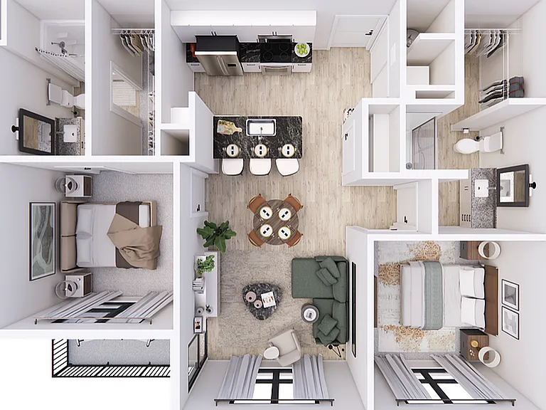 Explore your new home with this stylish and efficient apartment floor plan. Explore your new home with this stylish and efficient apartment floor plan.