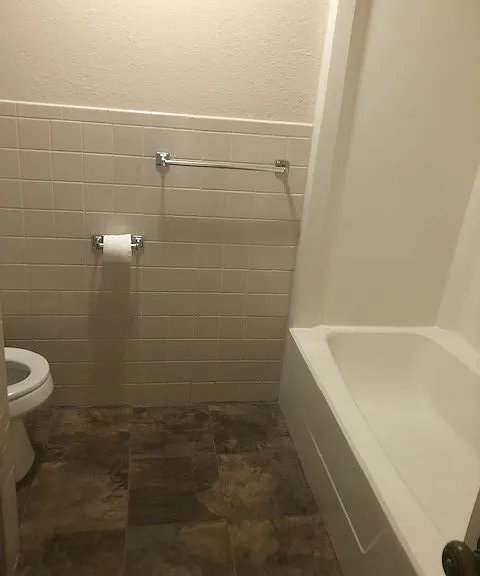 Bathroom tub and toilet