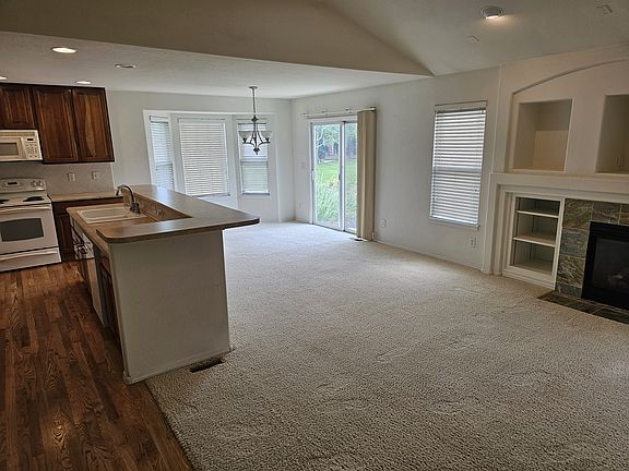 Large living room with fireplace