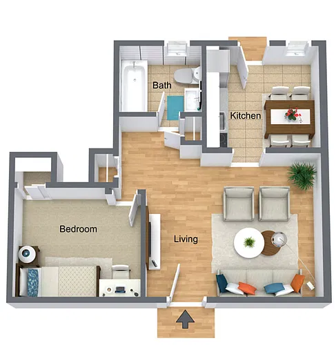 Floor plan 1 Bed 1 Bath