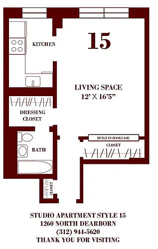Floor plan South Bookcase Studios
