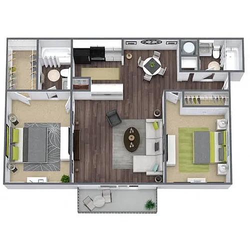 Floor plan B2: 2 Bed 2 Bath