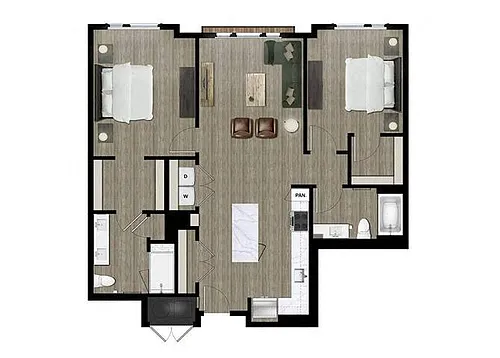 Floor plan Two Bedroom (2F)