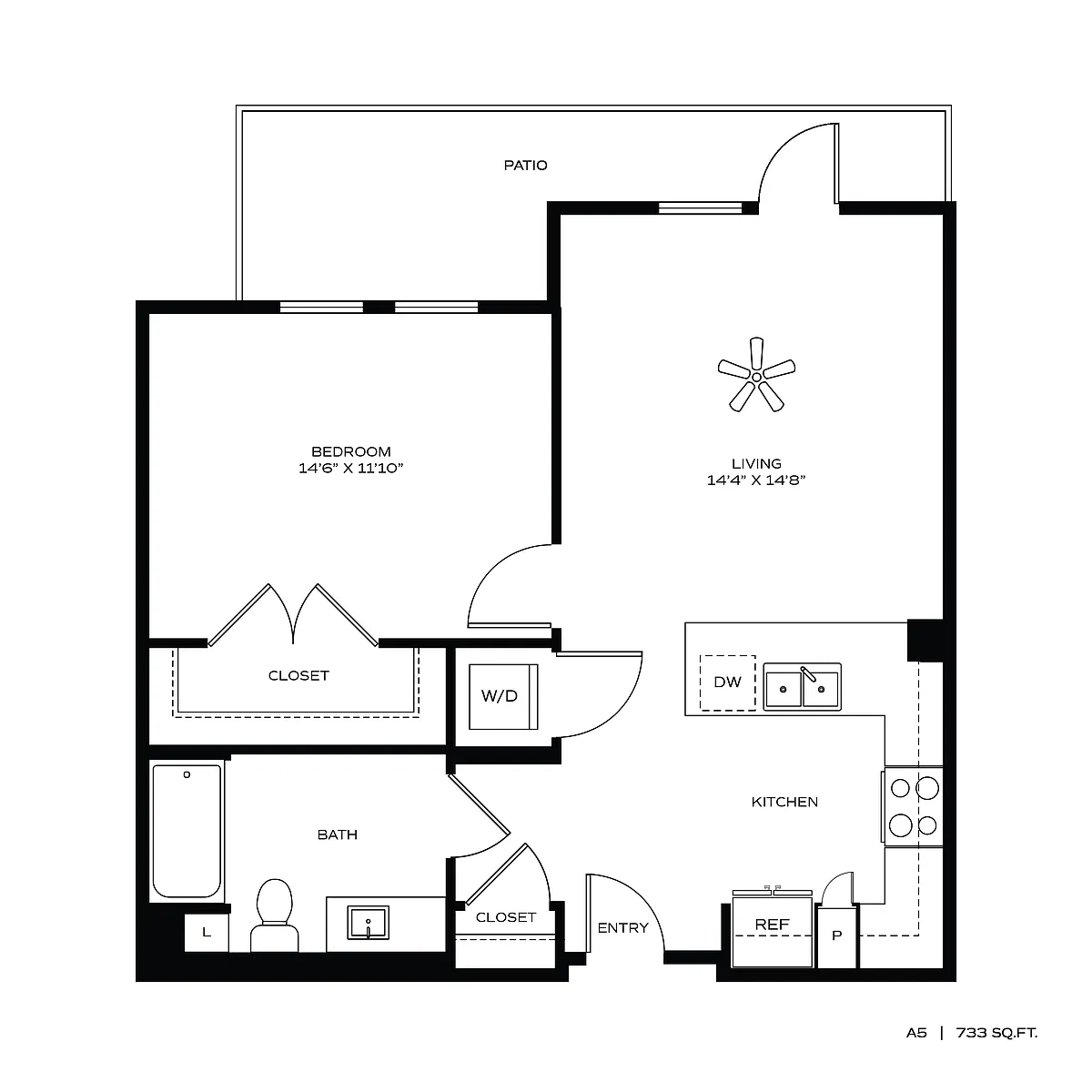 Floor plan 1BR/1BA A5
