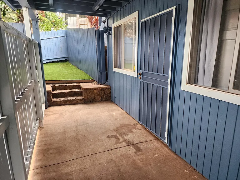 Patio looking into yard .