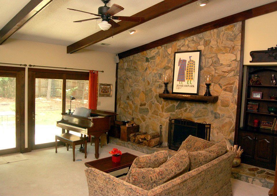Family room with fireplace