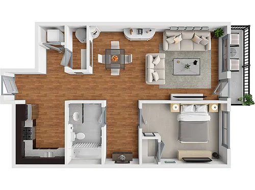 Floor plan 1x1c
