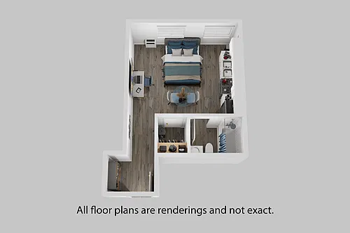 Floor plan Studio + 1 Bathroom