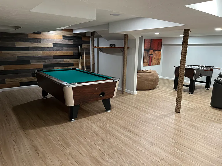 Pool Table & Foosball Table in Finished Basement