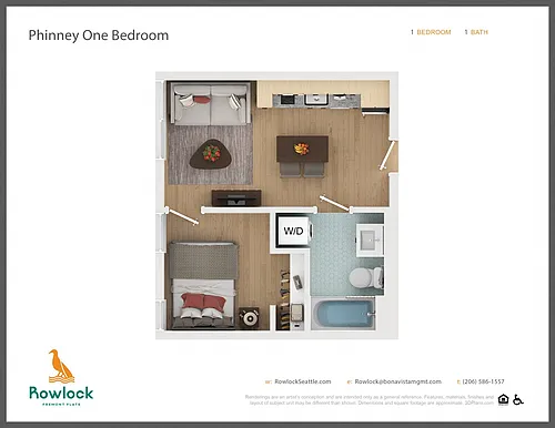 Floor plan Phinney One Bedroom