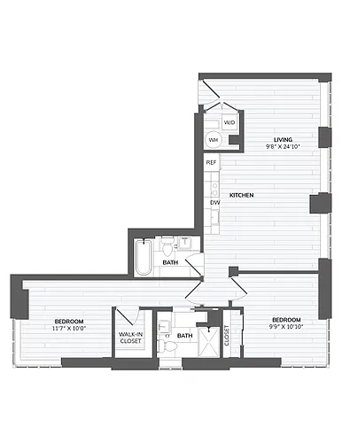 Floor plan 2 Bed 2 Bath-F1