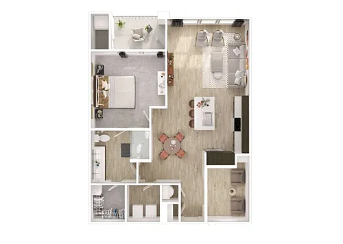 Floor plan A5 - One Bedroom, One Bathroom