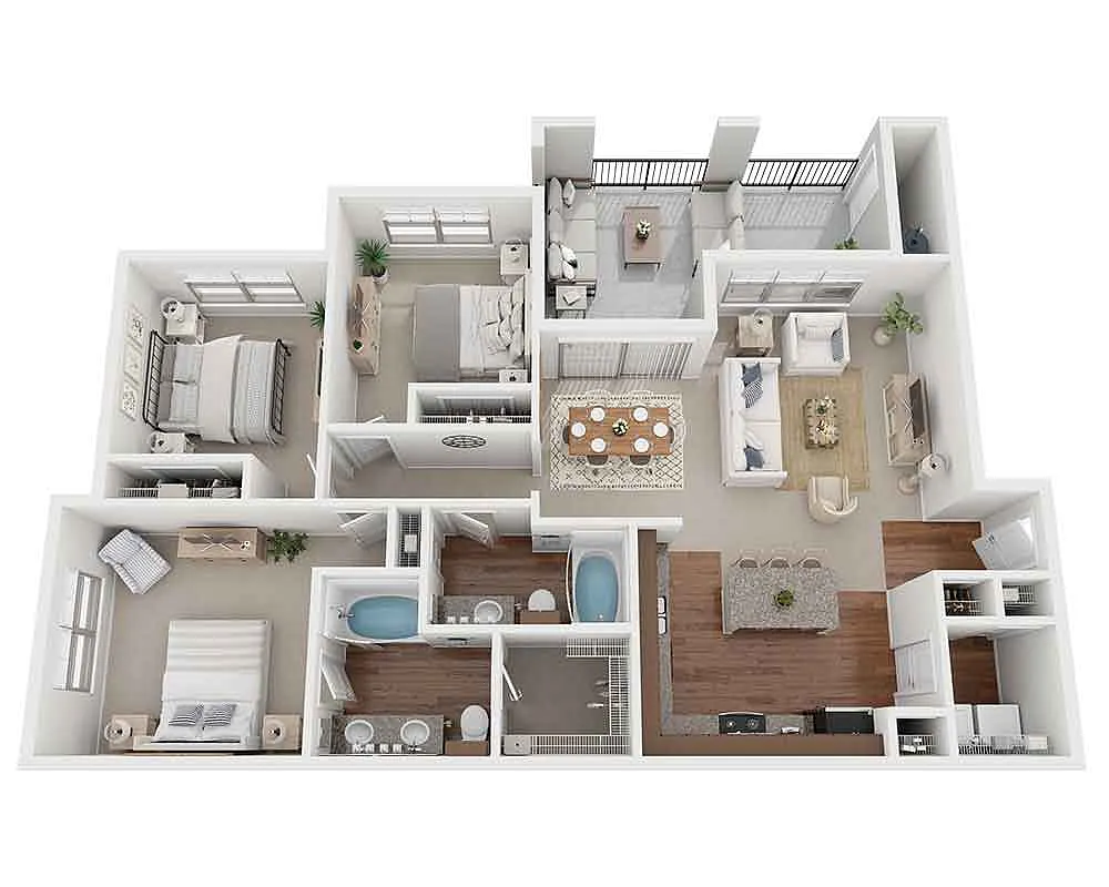 Floor plan Three Bedroom C2A