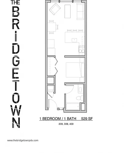 Floor plan Urban One Bedroom One Bath A