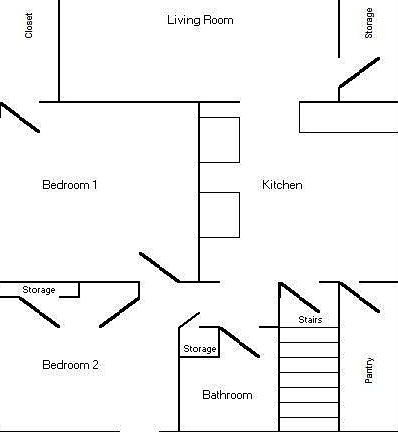 Upper Unit Layout (Same as lower unit except no kitchen pant
