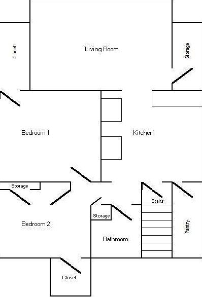 Upper Unit Layout (Same as lower unit except no kitchen pant